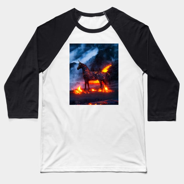 Molten Unicorn Baseball T-Shirt by LumiFantasy